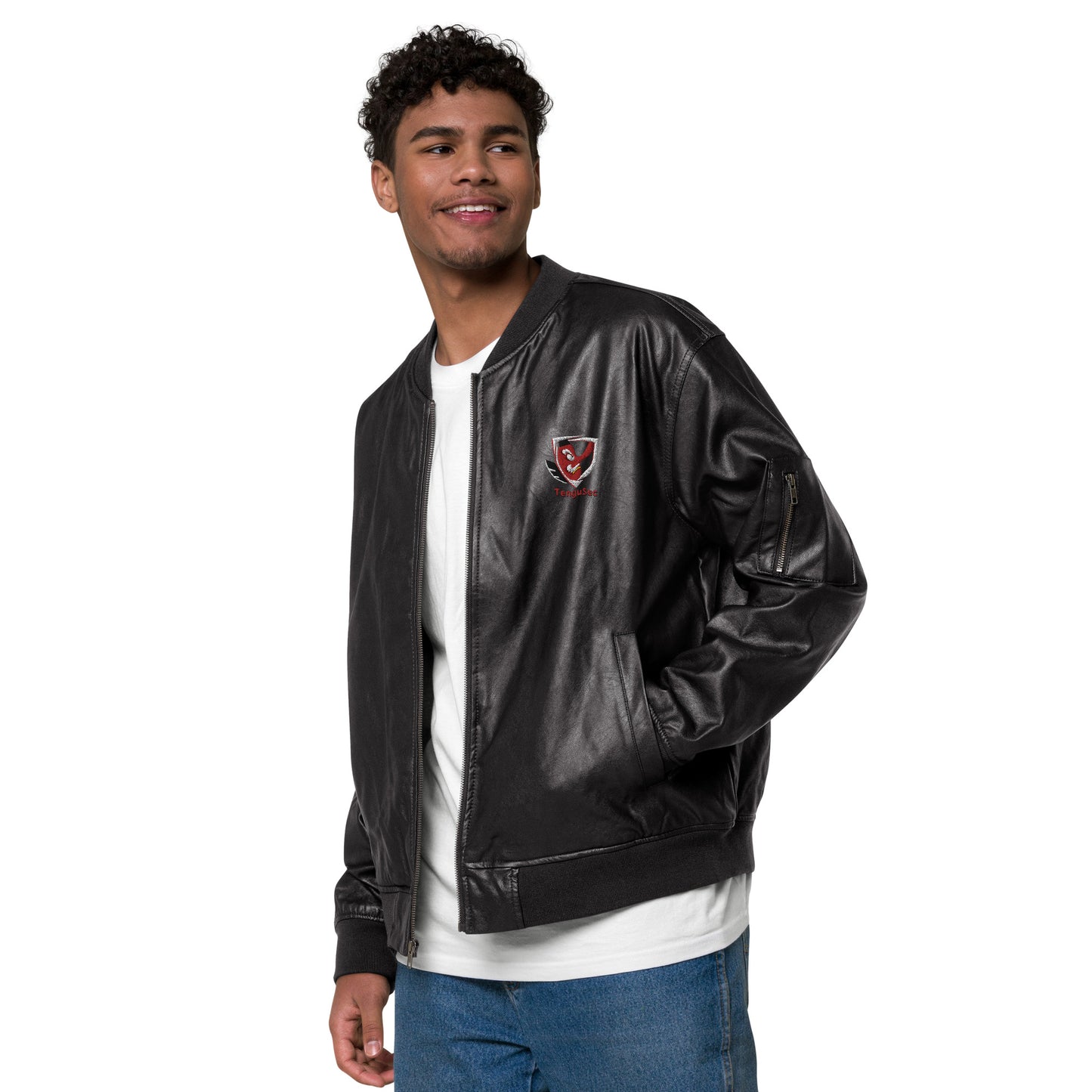 TenguSec Leather Bomber Jacket