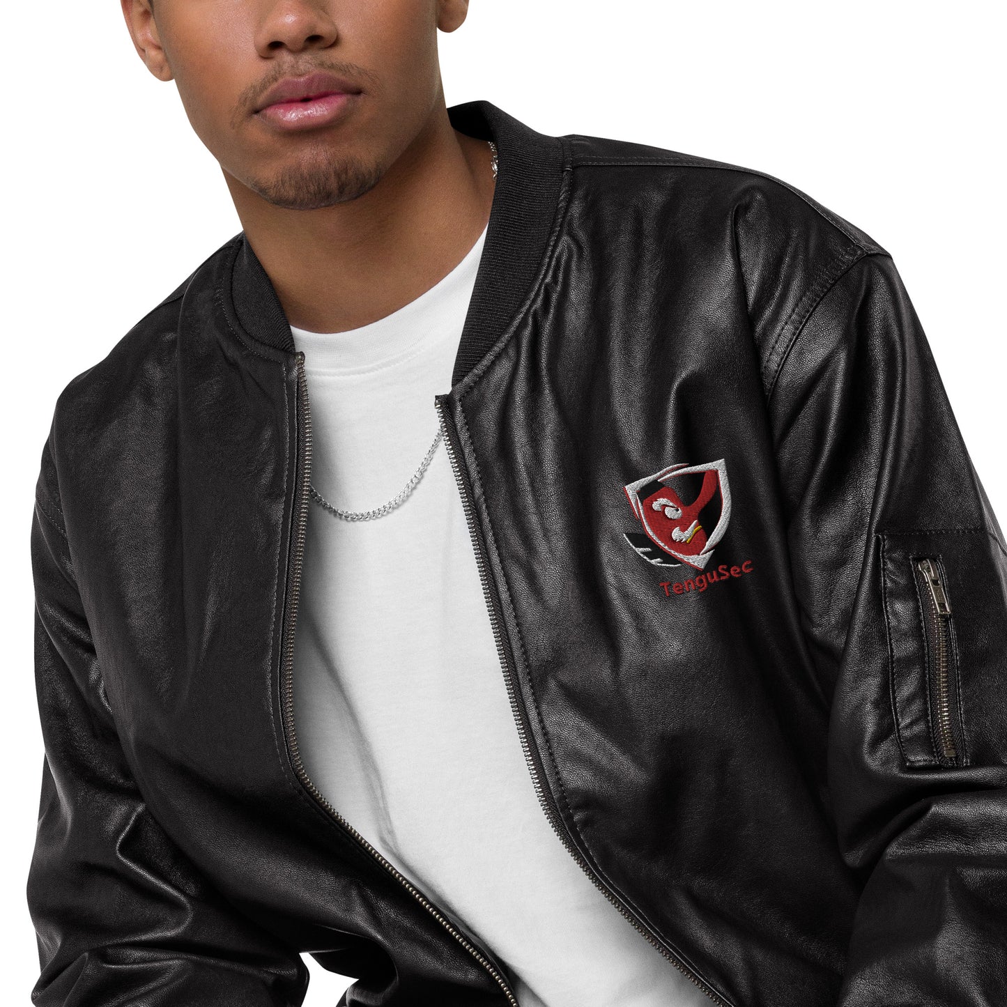 TenguSec Leather Bomber Jacket