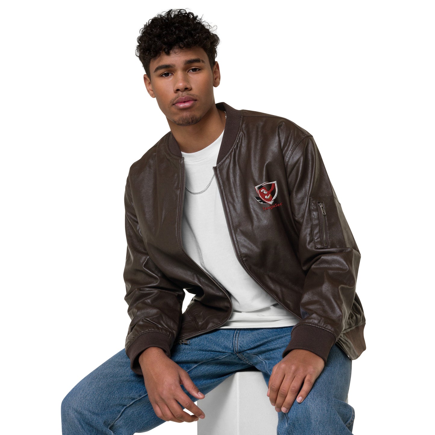 TenguSec Leather Bomber Jacket