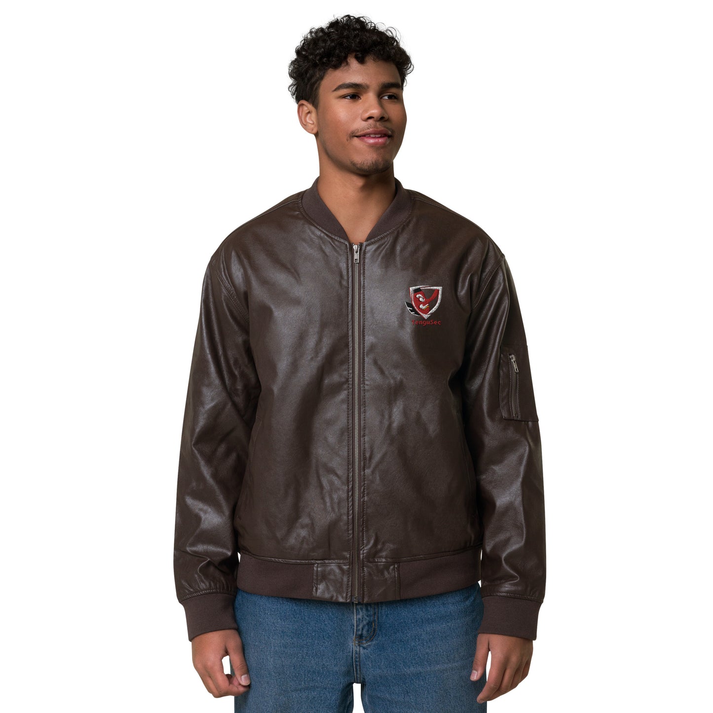 TenguSec Leather Bomber Jacket