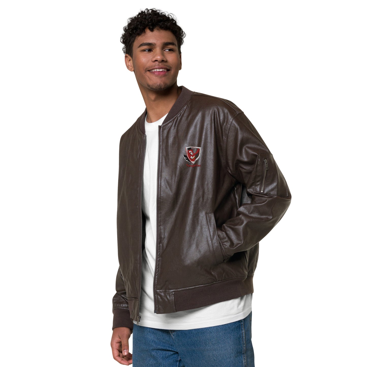 TenguSec Leather Bomber Jacket